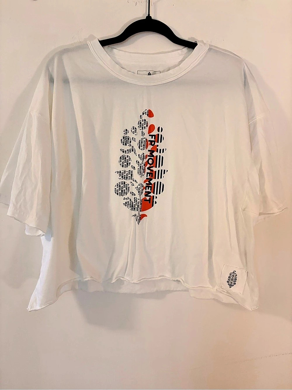 Free People Movement Inspire Tee White Combo Cropped Medium